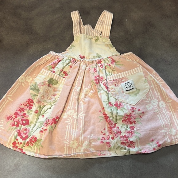Cozy Toes Vintage Baby Girl Overall Floral Denim Dress 12 Months - Picture 1 of 3